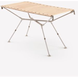 Compacte campingtafel voor 4/6 personen houten tafelblad opbergnet