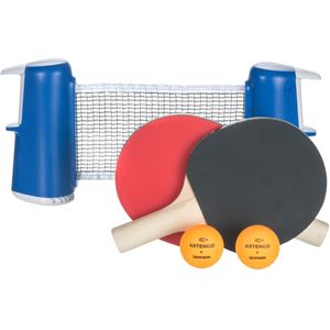 Tafeltennisset rolnet small met 2 batjes en 2 ballen