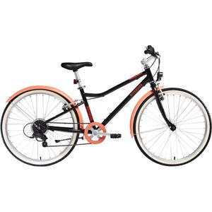 Hybridefiets voor kinderen riverside 500 zwart/koraalrood 24 inch 9-12 jaar