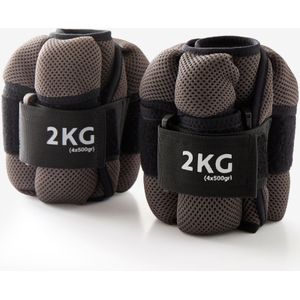 Enkel- en polsgewichten 2x2 kg aanpasbaar grijs