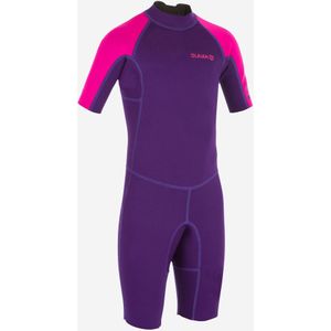 Shorty voor surfen kinderen 100 neopreen 1,5 mm paars/roze