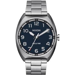 Nixon Japans analoog kwartshorloge voor heren met roestvrijstalen band A1401-5141-00, zilver/blauwgroen, armband, zilver/groenblauw, Armband