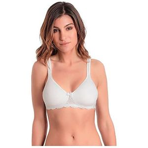 Playtex Voorgevormde beha met schuim zonder beugel van ademende microvezel bloem Elegance Spacer dames x1 04 MW Bra, wit, 90 D, Regulable, 90D