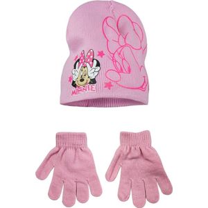 Disney Minnie Mouse muts + handschoenen - roze - maat 54