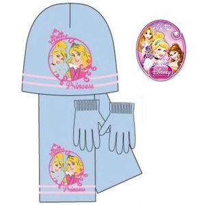 Disney Princess 3-Delige Set - Muts + Sjaal + Handschoenen - Blauw - Maat 54 cm (±4-8 jaar)