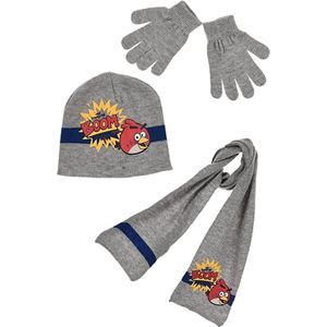 Angry Birds winterset - Handschoenen, sjaal en muts - Grijs - Muts: 52 cm