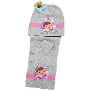 Doc McStuffins - Winterset - Muts, Sjaal & Handschoenen - Model ""Share The Love"" - Grijs - Polyester - 54 cm