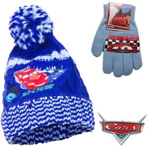 Disney Cars Winterset - Muts + Handschoenen - Blauw - Maat 52 cm - ± 2-3 jaar