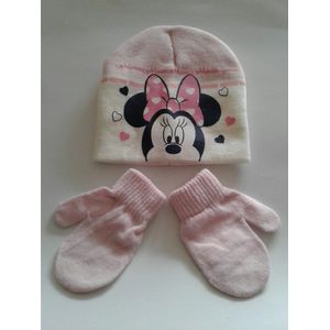 Minnie Mouse - Baby Muts & Handschoenen - roze/wit - 50 cm - Disney - 100% Acryl