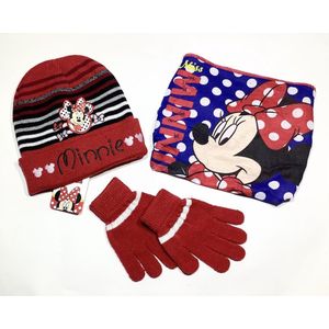 Disney Minnie Mouse Winter Set 3-delig - Muts + Col + Handschoenen - Rood - maat 54 cm (+/- 3-7 jaar)