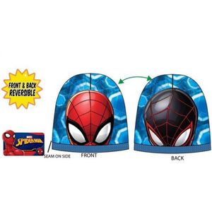 Spiderman muts omkeerbaar - rood/blauw - 52 cm - blauwe rand.