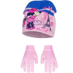 Disney Minnie Mouse muts + handschoenen - roze - maat 52