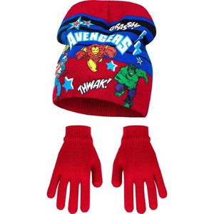 Avengers muts met handschoenen; rood 52 cm