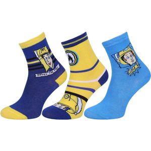 3x blauw-gele jongenssokken Brandweerman Sam - maat 31-34