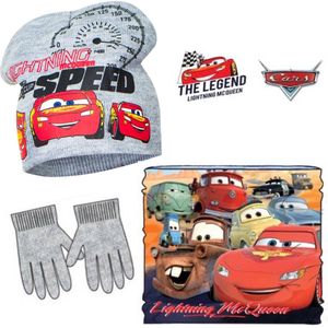 Disney Cars set / winterset - Muts + Col + Handschoenen - Grijs/multi - Maat 52 (± 2-4 jaar)