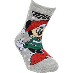 Minnie Mouse - antislipsokken minnie mouse - kerst - grijs - maat 23/26