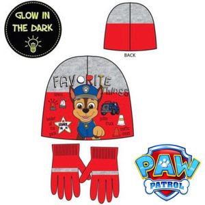 Paw Patrol Set - Muts + Handschoenen - Rood - 52 cm hoofdomtrek - ± 2-4 jaar