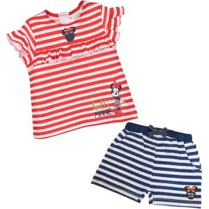 Minnie Mouse baby set - stripes -blauw/rood - maat 74 (12 maanden)