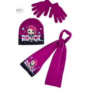Lol Surprise Rock winterset - muts / sjaal / handschoenen - paars - maat 52 cm