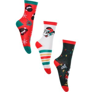 Minnie Mouse - Minnie Mouse kerstsokken - Dames - 3 paar - maat 36-38