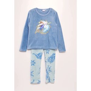 Frozen Disney meisjes fleece pyjama set met ijskoningin Elsa en Anna motief lange mouwen tweedelige nachtkleding, blauw, 104