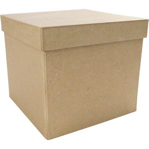 Décopatch - Ref BT039C - Hoge vierkante doos - Papier Maché Object om te versieren - 16 x 16 x 14cm - Versier met Décopatch Papers & PaperPatch Lijm, Glitter, Verf, Bruin