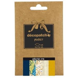 Décopatch - Ref DP015O - Pocket Papers Collection No. 15 - Bevat 5 aanvullende vellen Décopatch papier, elk vel is 30 x 40 cm, klein 13 x 9,5 cm verpakkingsformaat