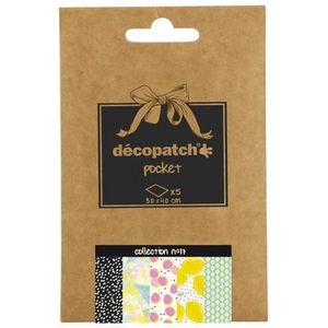 Décopatch DP017O - een zakje met 5 vellen decopatch-papier, bedrukt papier, 30 x 40 cm, motief asortis in roze tinten