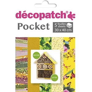 Decopatch Pocket No26 pocket met 5 vellen bedrukt papier 30x40 cm, diverse patronen (ref. 509-654-404-746 en 750)