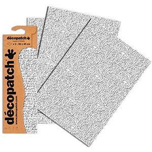 Decopatch Papier No. 771 (wit zwart handschrift, 395 x 298 mm) 3-pack