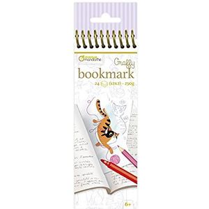 Avenue Mandarine - Ref GY100C - Graffy Bookmark Kleurplaat - Cat Designs - Spiralbound Notebook, 14,5 cm x 6cm, 24 bladwijzers naar kleur, 12 ontwerpen, 250 g/m² papier