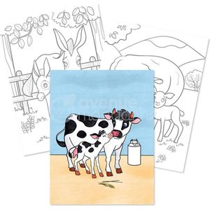 Avenue Mandarine GY104C Graffy Color, tekenpapier, 120 g, microgeperforeerd, 2 x 12 ontwerpen = 24 vellen, geschikt voor kinderen vanaf 3 jaar, 1 stuks, boerderijdieren moeder-kind