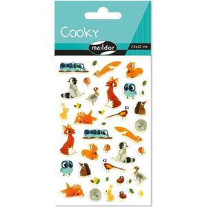 Maildor - COOKY stickers (enkele bord) 7,5 x 12 cm bosdieren ca. 40 3D-stickers vanaf 3 jaar ref. CY081C