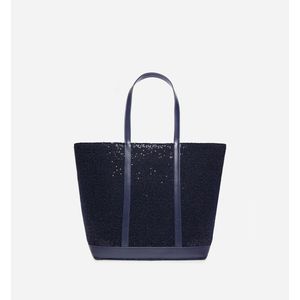 Totebag met pailletten en rits L, met zecchino's VANESSA BRUNO. Wol materiaal. Maten één maat. Blauw kleur