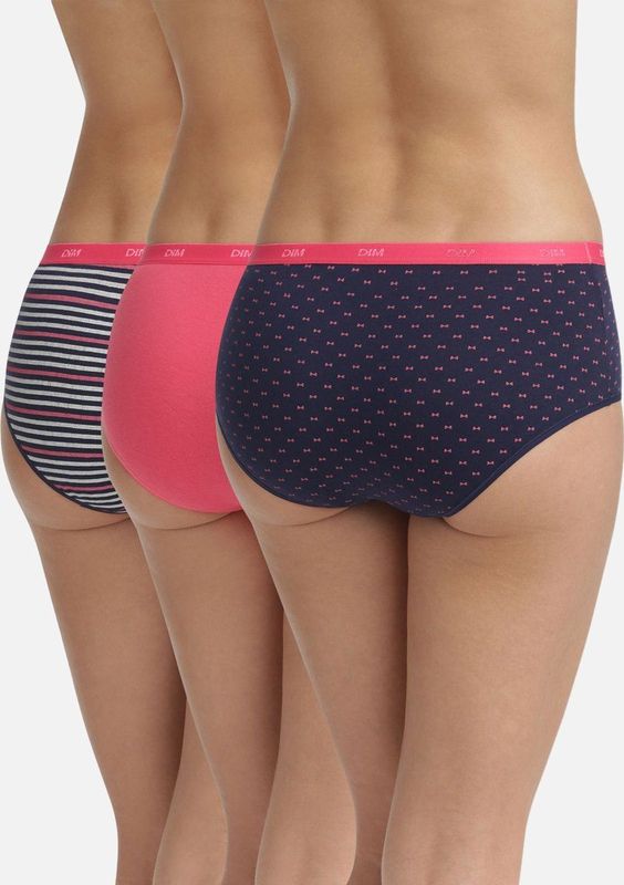 DIM - Set van 3 Hipsters - Roze - Katoen - Gestreept, Effen, Gestipt