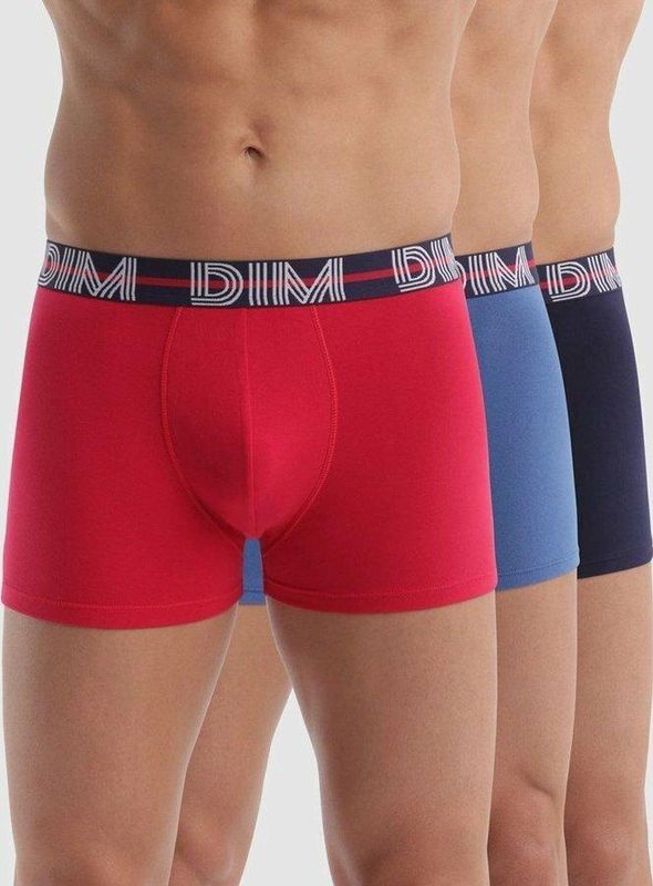 DIM - D01QU - Boxershorts - Marineblauw-rood-blauw - Set van 3
