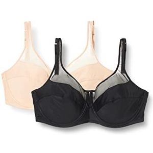 DIM - Generous - Set van 2 Omsluitende BH's - Zwart en Huidskleur - Polyamide
