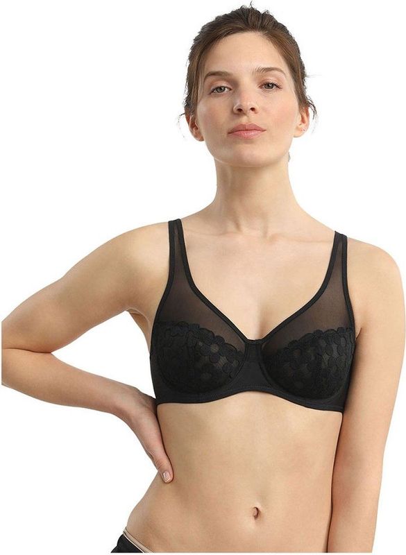 DIM - Generous Broderie - Balconette BH - Zwart - Polyamide