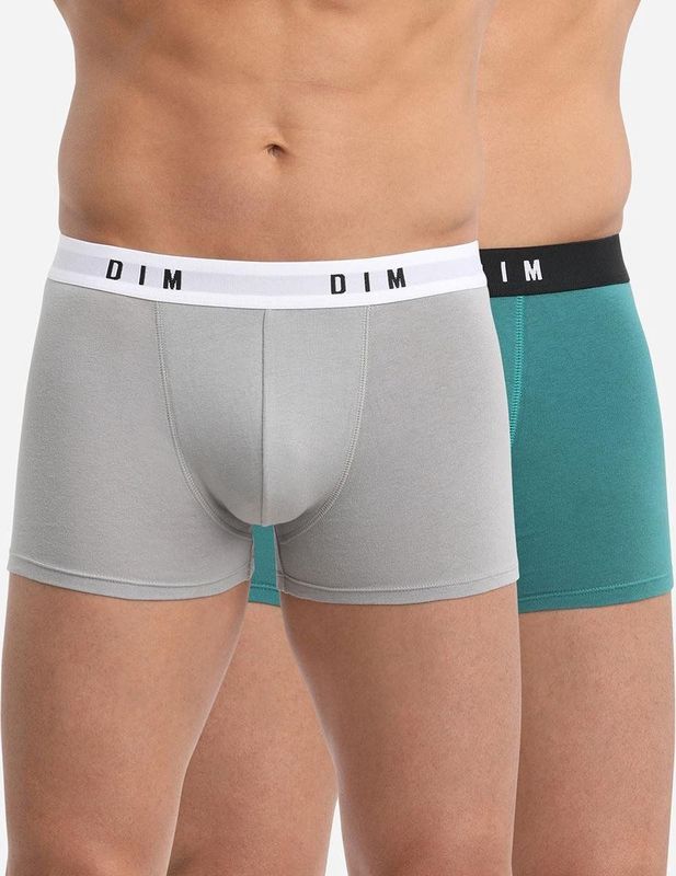 DIM - Set van 2 Boxershorts - Staal/Vrt E - Katoen
