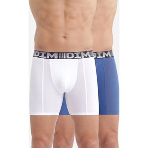 Dim D - Flex Air Long - Boxershorts - Steel Blue en Wit - 89% Katoen
