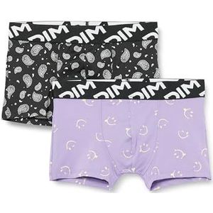 Dim Micro Recyclee Boxershorts voor jongens, 2 stuks, Smiley Lila/Bandana, 14 Jaren