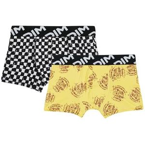 Dim Micro Recyclee Boxershorts voor jongens, 2 stuks, pepperoni schaakbordpatroon, 10 Jaar