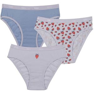 Dim Meisjesbroekjes, zacht, comfortabel, katoen, 3 stuks, Strawberries/lila/paars, 12 Jaren