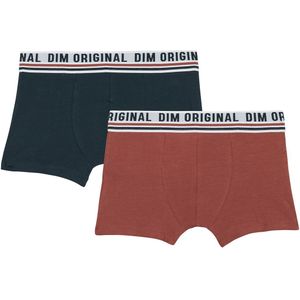 DIM Origineel ontwerp x 2 boxershorts voor jongens (2 stuks), Donkerblauw/aardrood