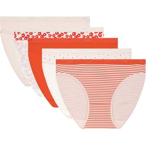 DIM Damesslip, katoen, comfort, 5 stuks, rood/roze/wit, S