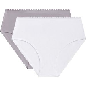 DIM - Body Touch - Damesslip - Wit/Grijs - Hoge Taille, 2 Stuks