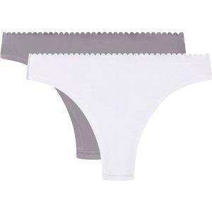 Set van 2 tanga's Body Touch Micro DIM. Katoen materiaal. Maten 40/42 FR - 38/40 EU. Grijs kleur