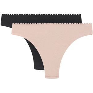 Set van 2 tanga's Body Touch Micro DIM. Katoen materiaal. Maten 40/42 FR - 38/40 EU. Zwart kleur