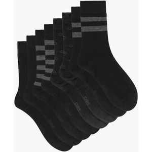 Dim - Gestreepte Herensokken - Zwart - 4 Stuks - Polyester en Elastaan
