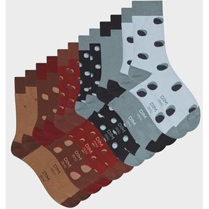 DIM Stippen katoen stijl x 6 herensokken (6 stuks), Zwart/Grijs/Rood/Bruin Stippen